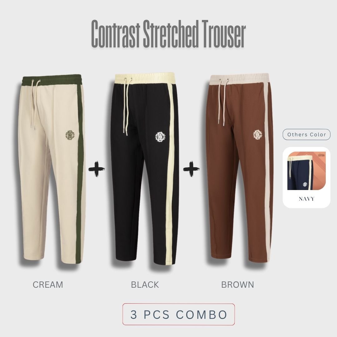 jog27-2 Contrast Stretched Trouser 3 pcs Combo | JOG27 - Image 1