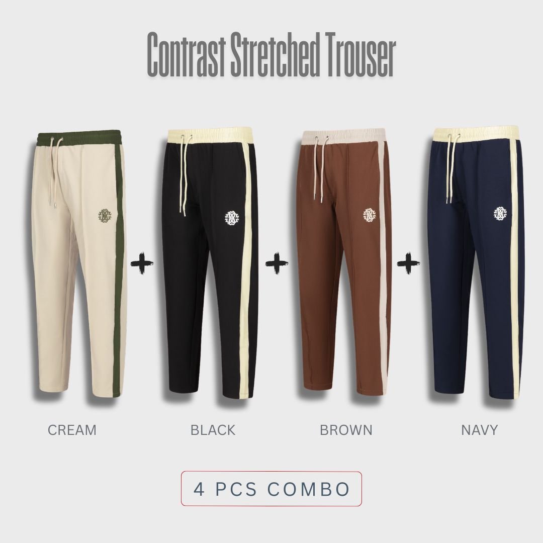 jog27-3 Contrast Stretched Trouser 4 pcs Combo | JOG27 - Image 1