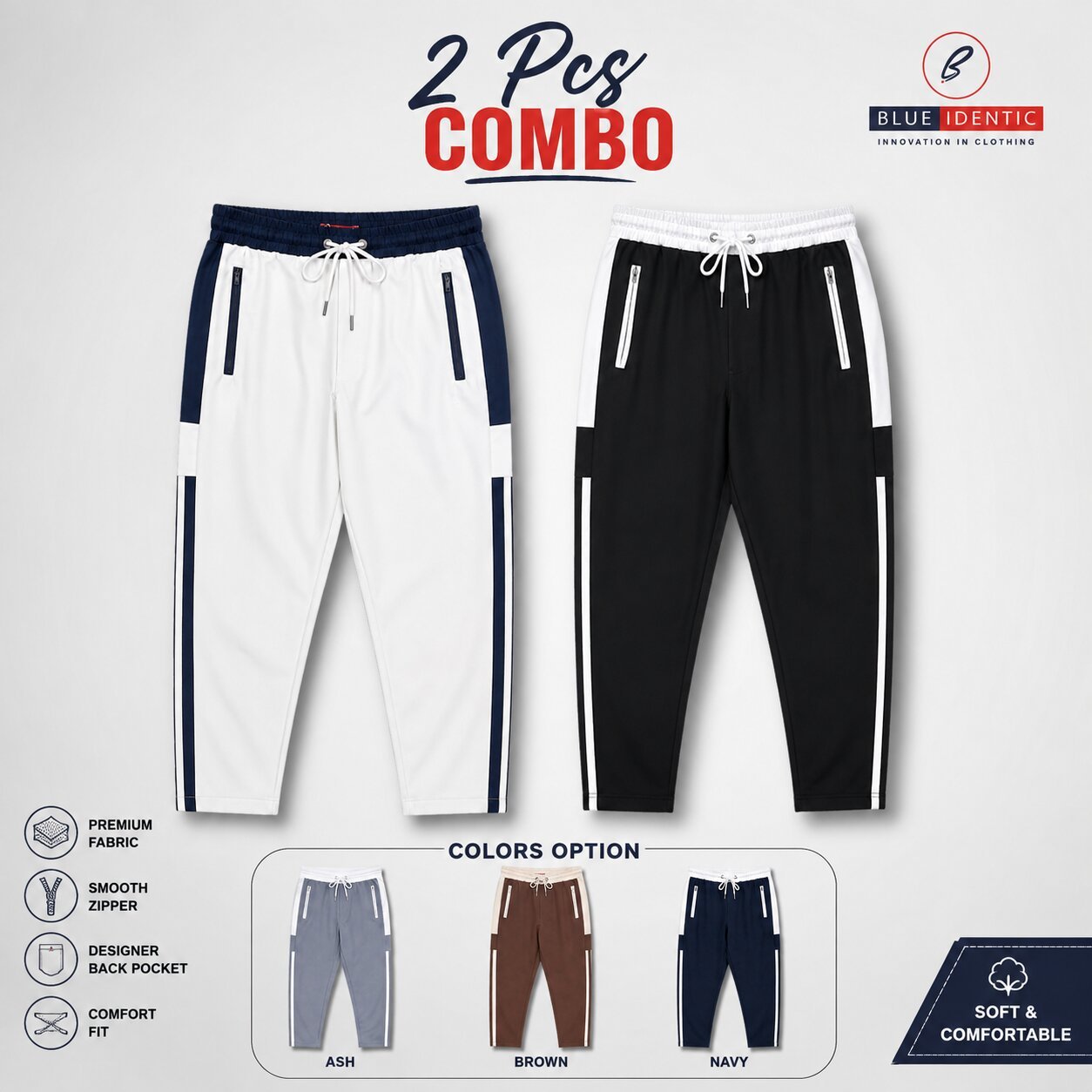 ChatGPT Image Aug 5, 2026, 06_05_58 AM Designer Edition Contrast Trouser Combo 2 Pcs | JOG35 - Image 1